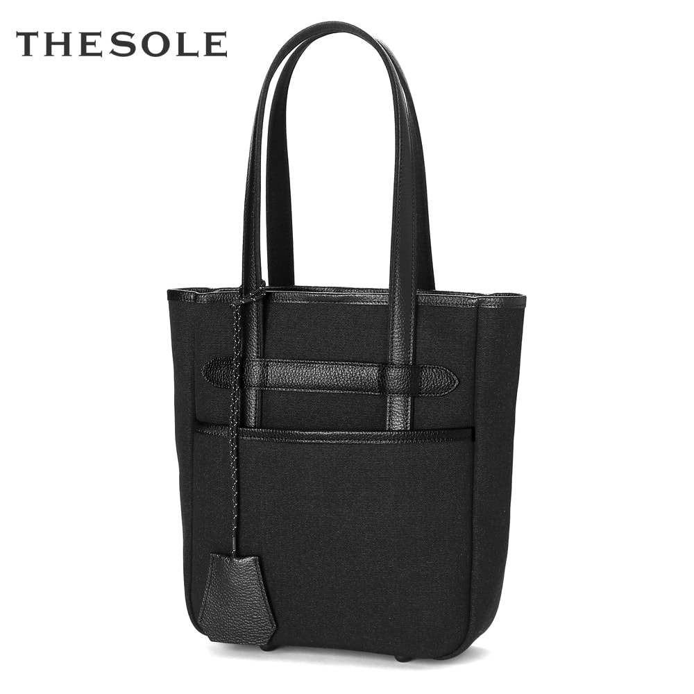 【ポイント10倍】 ザソールビスメイドバイフラソリティ THE SOLE bis made by Flathority ／【国内正規品】／ キャンバス×レザートートバッグ「LIAM」 （ブラック） ／ セール除外品 リアム カバン 鞄 ミドルサイズトート