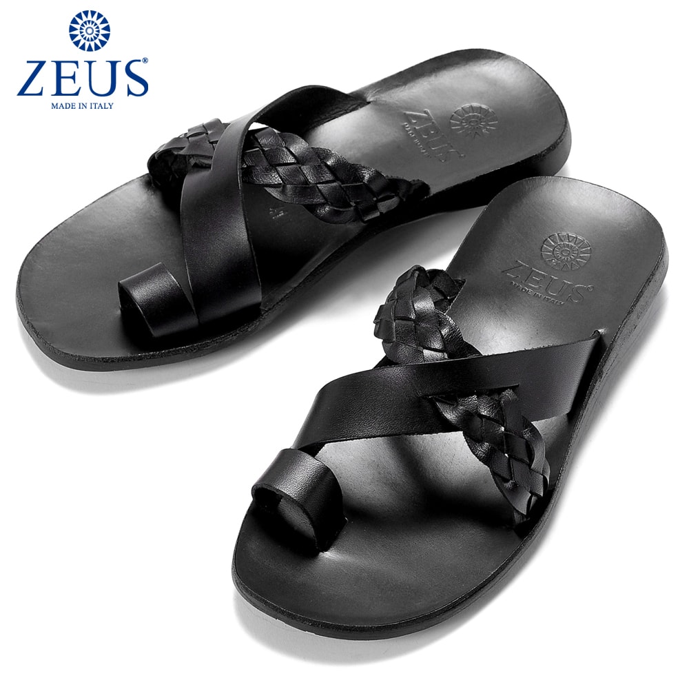 ゼウス ZEUS ／ バケッタレザークロスストラップサンダル「1175」（NERO／ブラック）／ メンズ イタリア レザーサンダル 革サンダル シューズ 靴 マウロデバーリ｜粋な着こなし　店