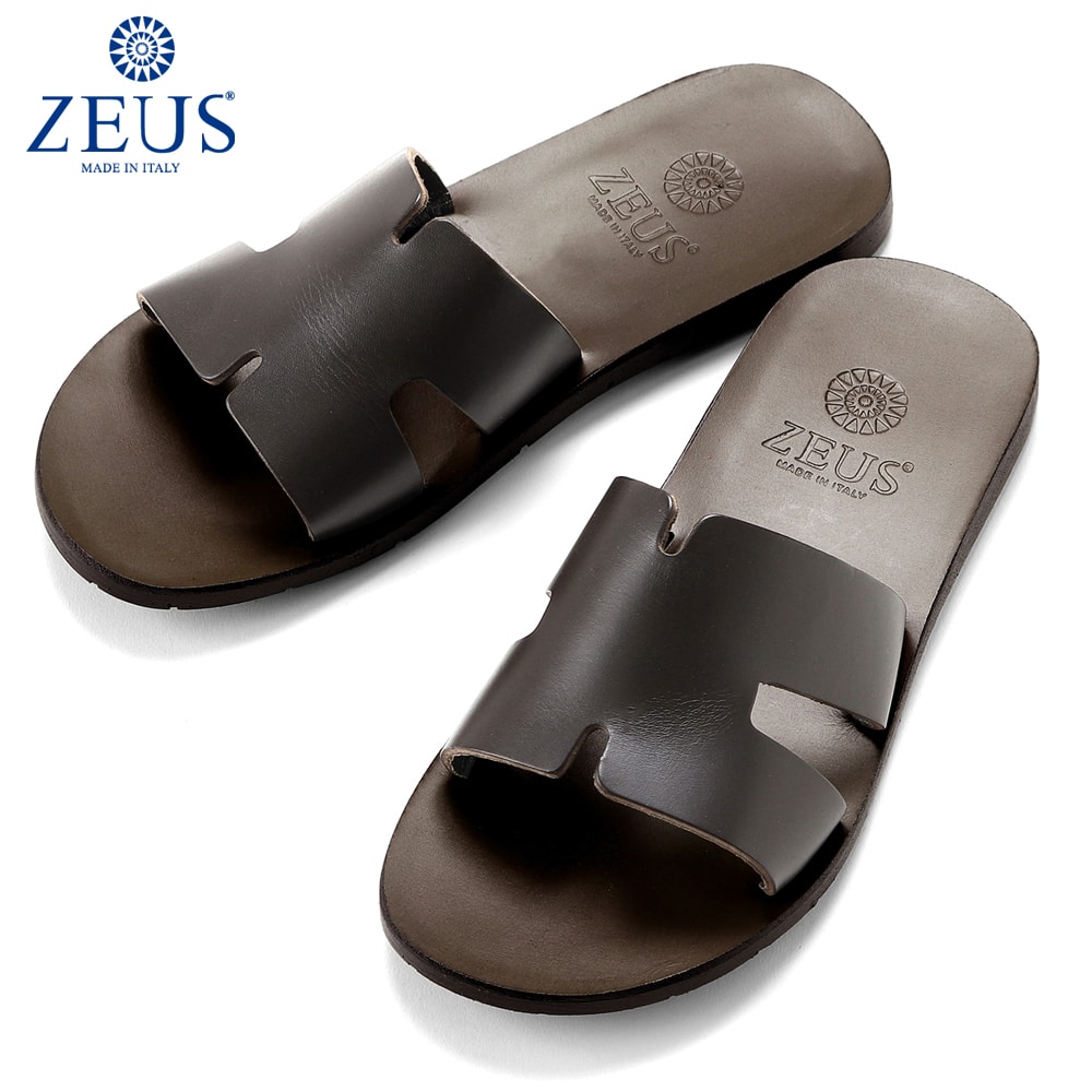 【ポイント10倍】【訳あり】【返品・交換不可】 ゼウス ZEUS ／ バケッタレザーワンストラップスライドサンダル「6029」（T.MORO／ダークブラウン ／ サイズ40）／ メンズ イタリア レザーサンダル 革サンダル シューズ 靴 マウロデバーリ｜粋な着こなし　店 8,547円