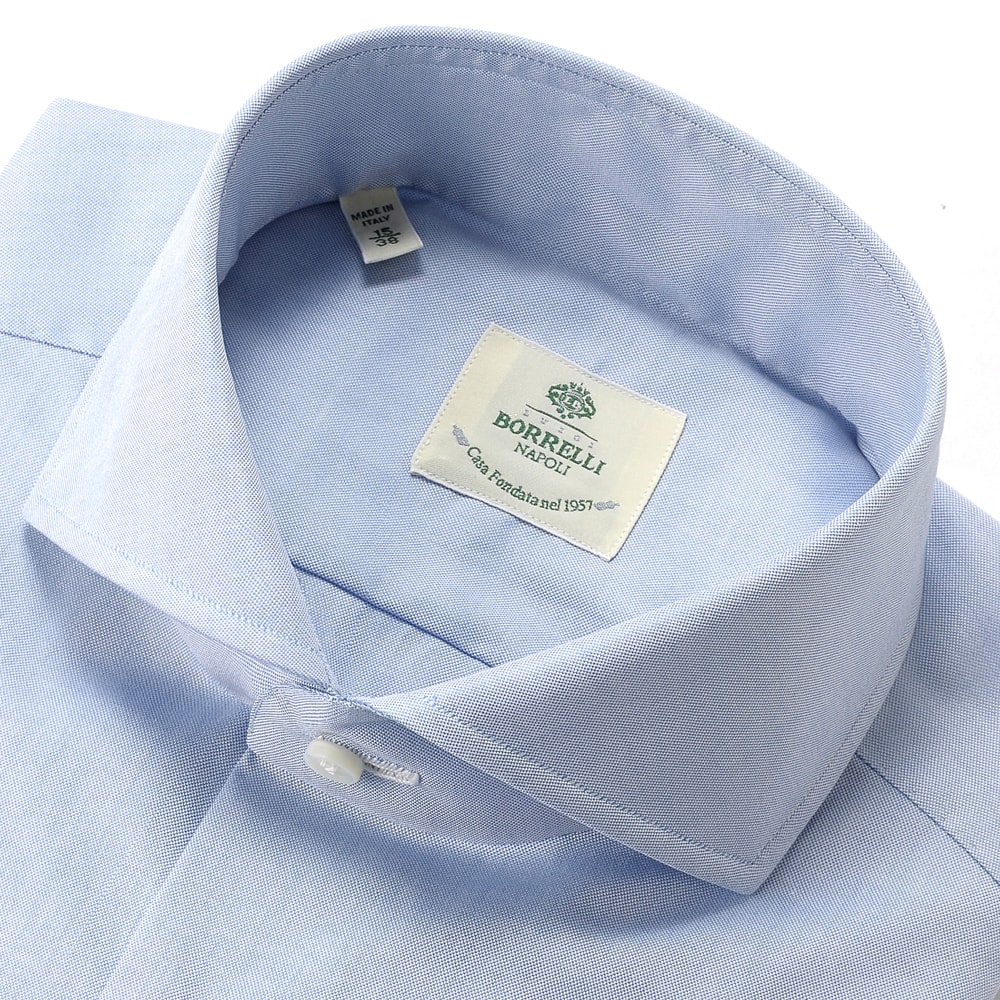 楽天市場 ルイジボレッリ ルイジボレリ Luigi Borrelli 通年定番品 コットンピンポイントオックスフォードホリゾンタルカラーシャツ Felice サックスブルー あす楽非対応シャツ ワイシャツ シャツ ホリゾンタルカラー 無地 メンズ 粋な