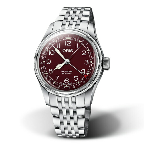 オリス ORIS Big Crown ビッグジャケット冠 ポインターデイト 自動小銃一巻き 赤いこと文字盤 5空圧雨合羽 40粍 ステンレススティールケース＆ブレス メンズウオッチ 日本国内置き目品 01 754 7741 4068-07 8 20 22【0175477414068-0782022】