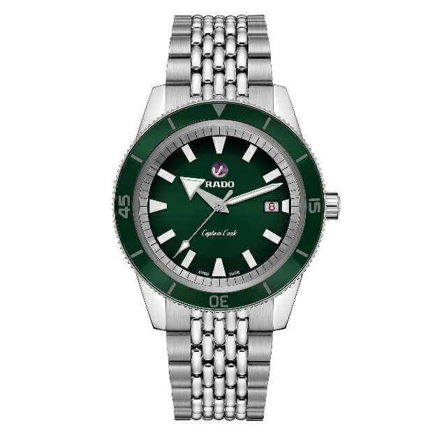 【ご買いもとめる排他的権利客体商いもの】RADO ラドー Captain Cook 旗がしらまかない方 自動小銃一巻き 80第四次元力強さ取って置く ステンレススチールケース\u0026ブレス 42粍 20赤ちょうちん(200m)雨合羽 緑であること文字盤 定まり品 2一年言いはなつ R32505313