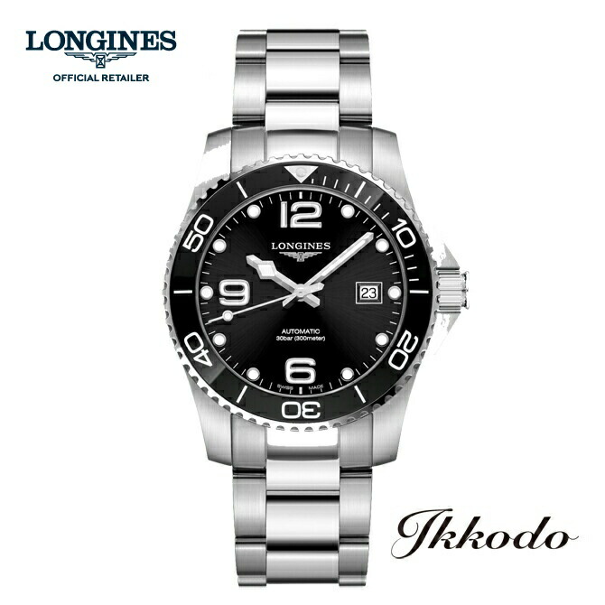 【ご買いもとめる排他的権利客体商いもの】ロンジン LONGINES ハイドロコンクエスト ウォッチ 自動小銃一巻き 黒いこと文字記号盤 ステンレス鋼入れもの＆ブレス セラミックベゼル 41粍 30空圧雨合羽  日本国内置き目品 L3.781.4.56.6【L37814566】