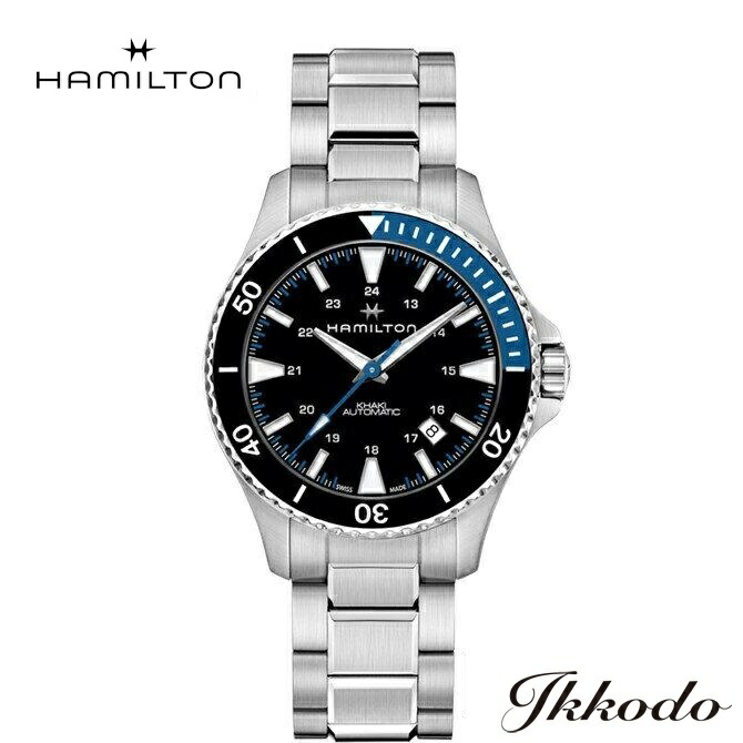 【ご購入特典対象商品】ハミルトン HAMILTON カーキ ネイビー スキューバ Khaki Navy Scuba Auto 自動巻き 40ミリ ブラック文字盤 ブルー×ブラックベゼル ステンレスケース&ブレス 10気圧防水 正規品 2年保証 H82315131
