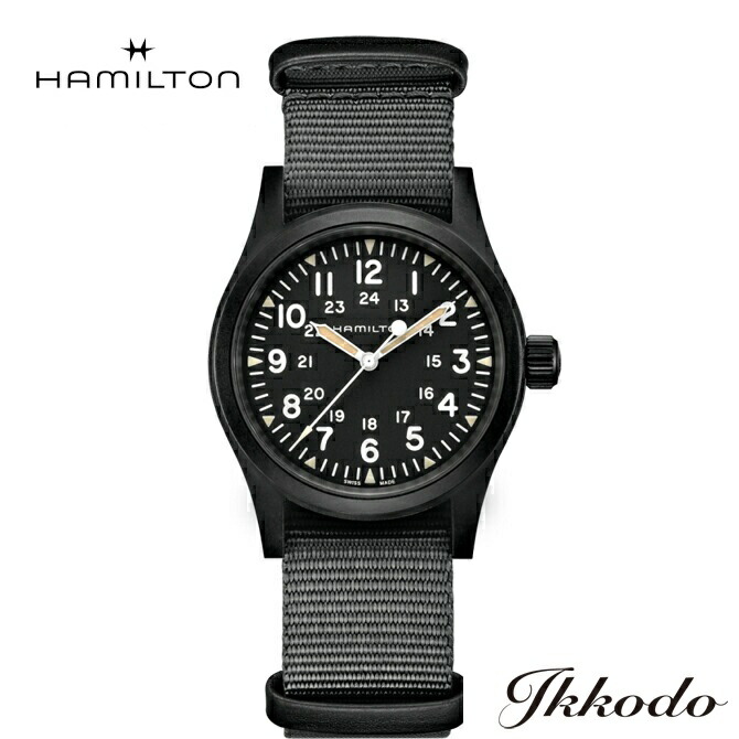 【ご買いもとめる排他的権利客体商いもの】ハミルトン HAMILTON カーキフィールドメカ Khaki Field 80第四次元手巻きH-50 38粍  ステンレス鋼容れもの(ブラップPVD)黒いこと文字記号盤ブラックテキスタイルストラップ 5空圧雨合羽 定まり品 2年引き請ける H69409930