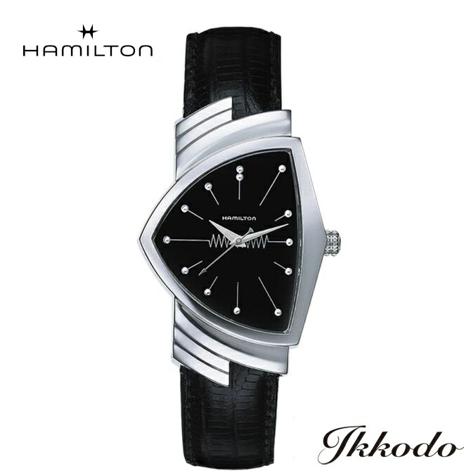 【ご購入特典対象商品】ハミルトン HAMILTON ベンチュラ クォーツ Ventura Quartz メンズ腕時計 32,3mm x 50,3mm ブラック文字盤 ステンレスケース ブラックカーフストラップ 5気圧防水 日本国内正規品 2年保証 H24411732