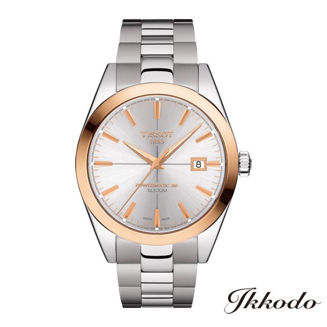 【ご買いもとめる排他的権利客体商いもの】TISSOT ティソ T-GOLD ジェントルオートマティック 自動小銃一巻き パワーマティック80積み上げる 18Kローズゴールドケース しろがね色文字記号盤 5空圧雨合羽 日本国内置き目品 2年引き受ける メンズウオッチ T927.407.41.031.00【T9274074103100】