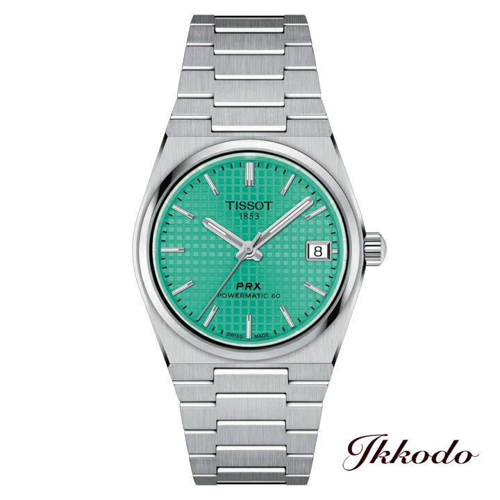 【ご買いもとめる排他的権利客体商いもの】TISSOT ティソ T-CLASSIC PRX POWERMATIC 80 AUTOMATIC 自動小銃一巻き 35粍 ライトグリーン 10空圧雨合羽 ウオッチ 置き目品 T137.207.11.091.01【T1372071109101】