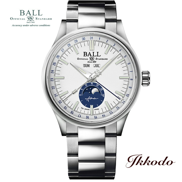 世界限定1000本 ボールウォッチ BALLWATCH エンジニア ムーンカレンダー 自動巻き シルバー文字盤 ステンレスケース&ブレス 100m防水 最長5年間メーカー保証 正規品 メンズ腕時計 NM3016C-S1J-WH【NM3016CS1JWH】