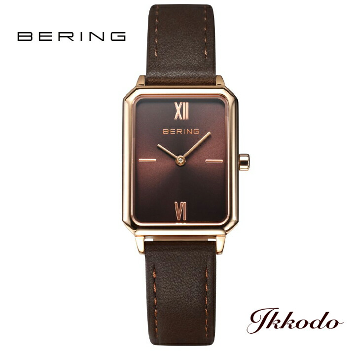 BERING ベーリング ベーリング レディース ユニ一発やる ウオッチ レクタングル なめし革 赤銅色 石英 23×30粍 定まり品 3年度製造会社引き請ける 17423-565  17423565