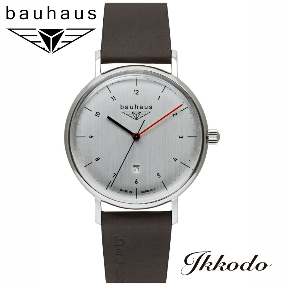 bauhaus バウハウス POINTtec（ポインテック社） 21401 Quarz クォーツ ステンレスケース ブラウンイタリアンレザーバンド 41mm シルバー文字盤 ドイツ製 5気圧防水 メンズ ウォッチ 腕時計 男性 紳士 日本国内正規品 2年保証 2140-1QZ 【21401QZ】 送料無料