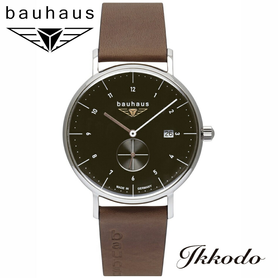 bauhaus バウハウス POINTtec(ポインテック社) 21322 Quarz クォーツ ステンレスケース タバックブラウンイタリアンレザーイタリアンレザーバンド 41mm ブラック文字盤 スモールセコンド ドイツ製 5気圧防水 メンズ腕時計 日本国内正規品 2年保証 2132-2QZ 【21322QZ】
