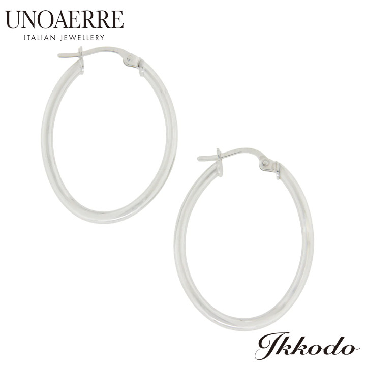UNOAERRE ウノアエレ K18ホワイトゴールドフープピアス 正規品 596