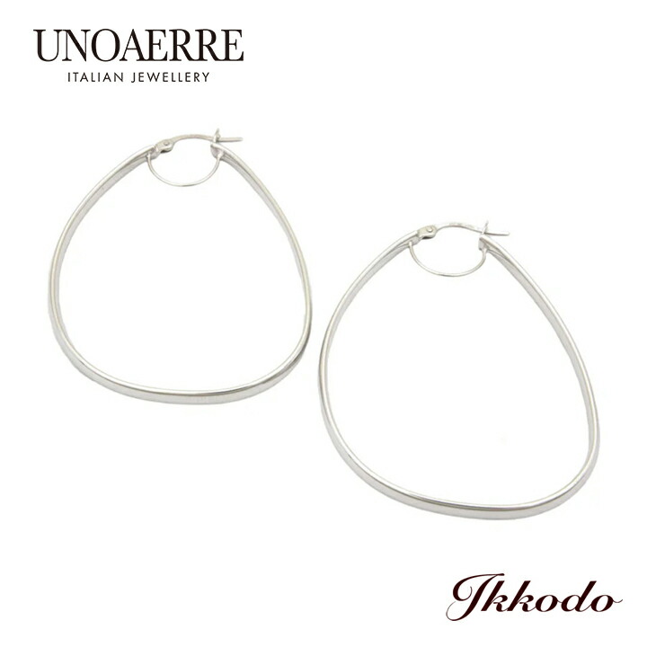 UNOAERRE ウノアエレ K18ホワイトゴールド ドロップ型 ピアス 50×38mm 正規品 29460