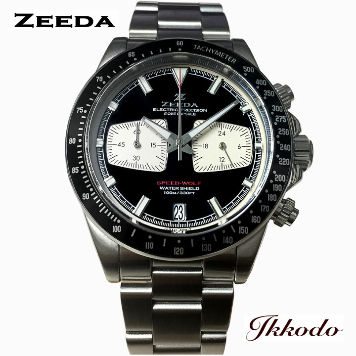 ジーダ ZEEDA スピードウルフ ピアノブラック メカクォーツ 40mm 10気圧防水 サファイアガラス 正規品 腕時計 SPEED WOLF SUPER PIANO BLACK SPEEDWOLFPIANOBLACK
