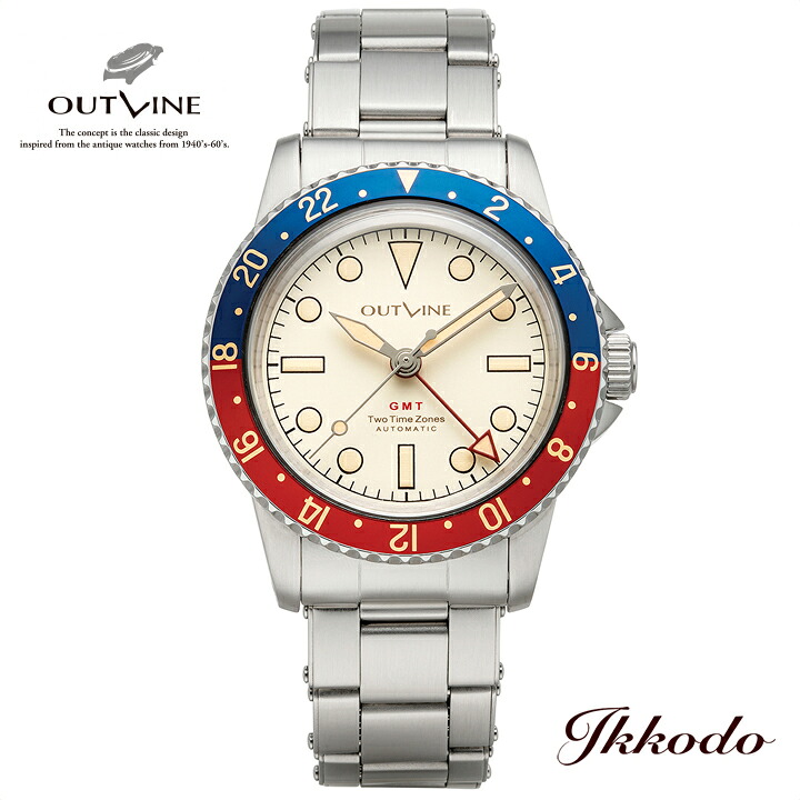 最終値下げ　美品　OUTLINE×チックタック　GMT 自動巻 腕時計 ジーエムティ1950｜GMT-1950｜99,000円 – OUTLINE｜アウトライン｜時計