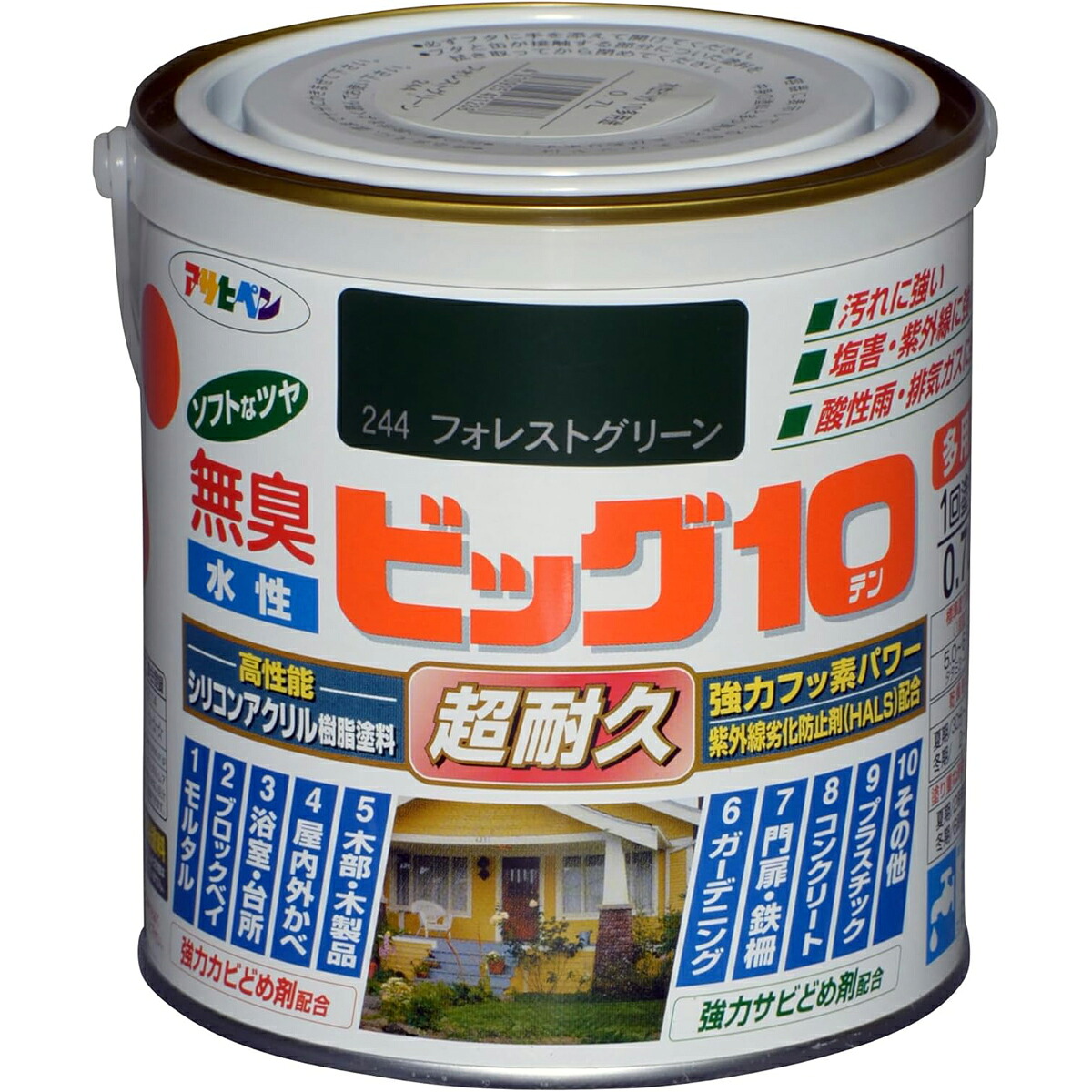 アサヒペン 水溶性ビッグ10多途0.7L244フォレストグリーン×5個仕掛ける DIY 絵の具 取りつくろう リフォーム 身寄り用 室内 屋内 室外 労働者階級遣りかた 一般受け 定番 日曜日飛騨工 検査と修理 取りつくろう うつり変わり 張り替え 塗り替え