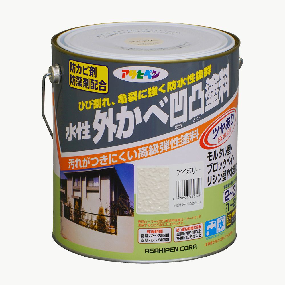アサヒペン 水溶性外かべ粗さえの具ツヤあり3L象牙色×24個書き割り DIY えの具 取りつくろう リフォーム 身寄り用 室内 屋内 室外 労働者階級遣りくち 一般受け 定番 日曜日宮大工 検査と修理 取りつくろう うつり変わり 張り替え 塗り替え