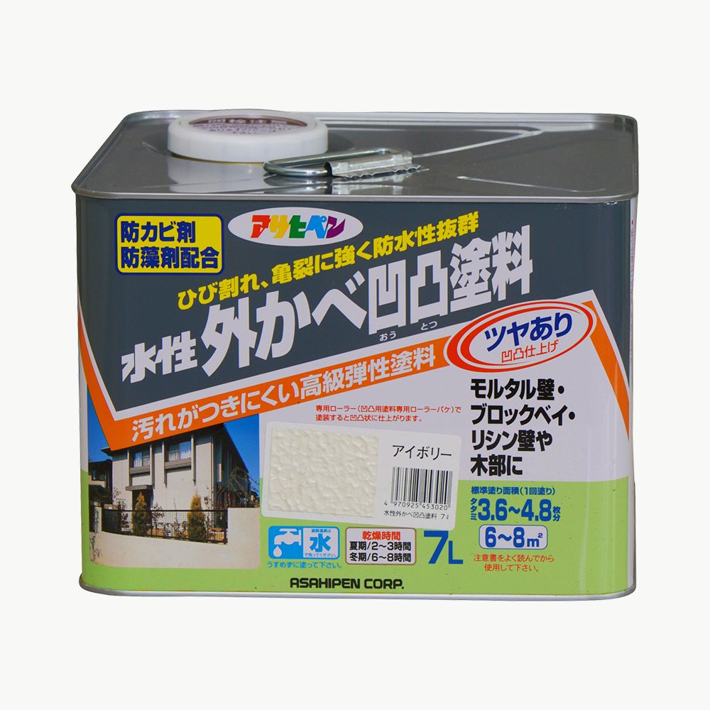 アサヒペン 水溶性外かべ凸凹えの具ツヤあり7L象牙色×24個書き割り DIY えの具 取りつくろう リフォーム 身寄り用 室内 屋内 露天 労働者階級操作手順 一般受け 定番 日曜日飛騨工 検査と修理 取りつくろう うつり変わり 張り替え 塗り替え