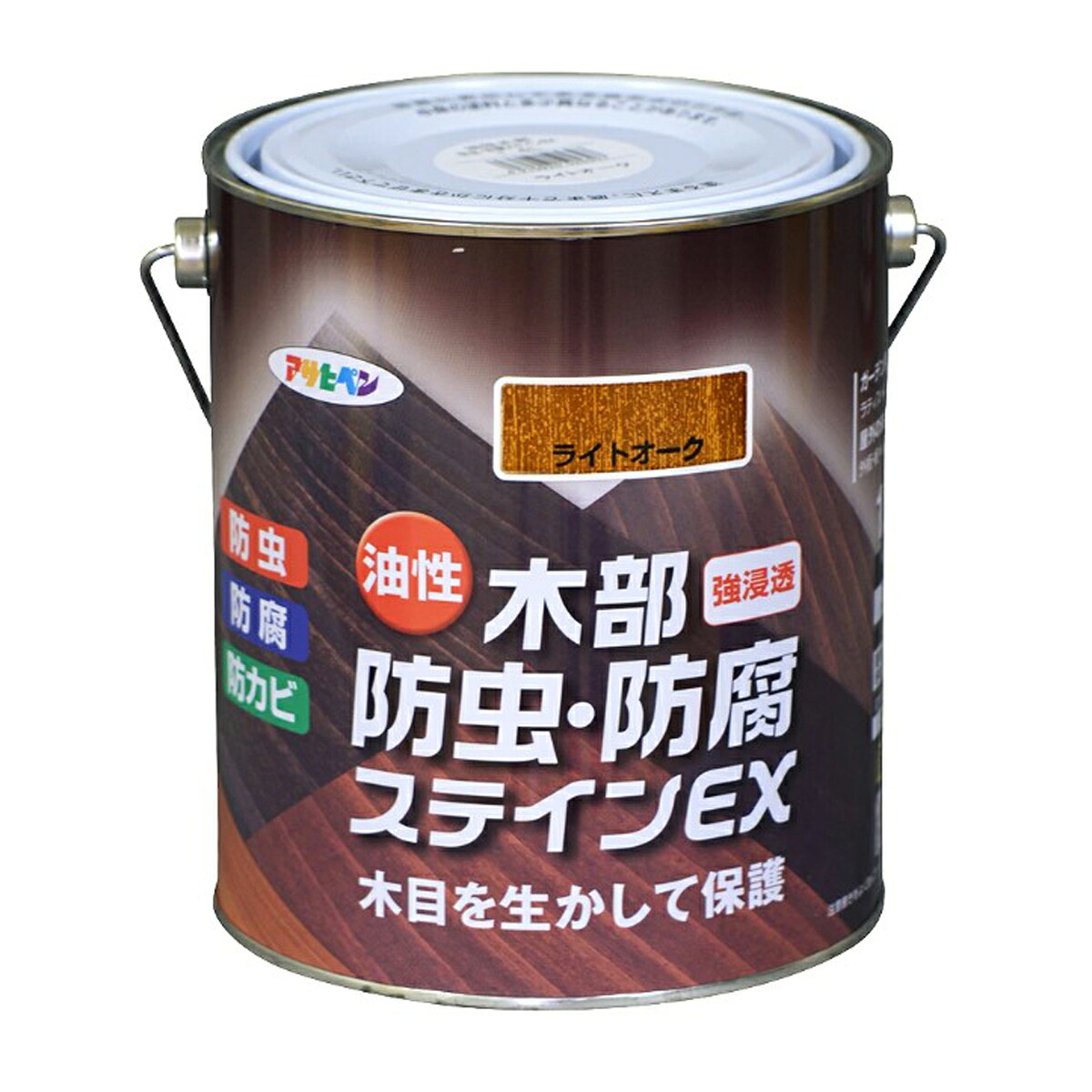 アサヒペン 油性木部防虫防腐ステインEX 1.6Lライトオーク&times;2個セット DIY 塗料 補修 リフォーム 家庭用 室内 屋内 屋外 プロ仕様 人気 定番 日曜大工 メンテナンス 改修 模様替え 張り替え 塗り替え｜ikkyu