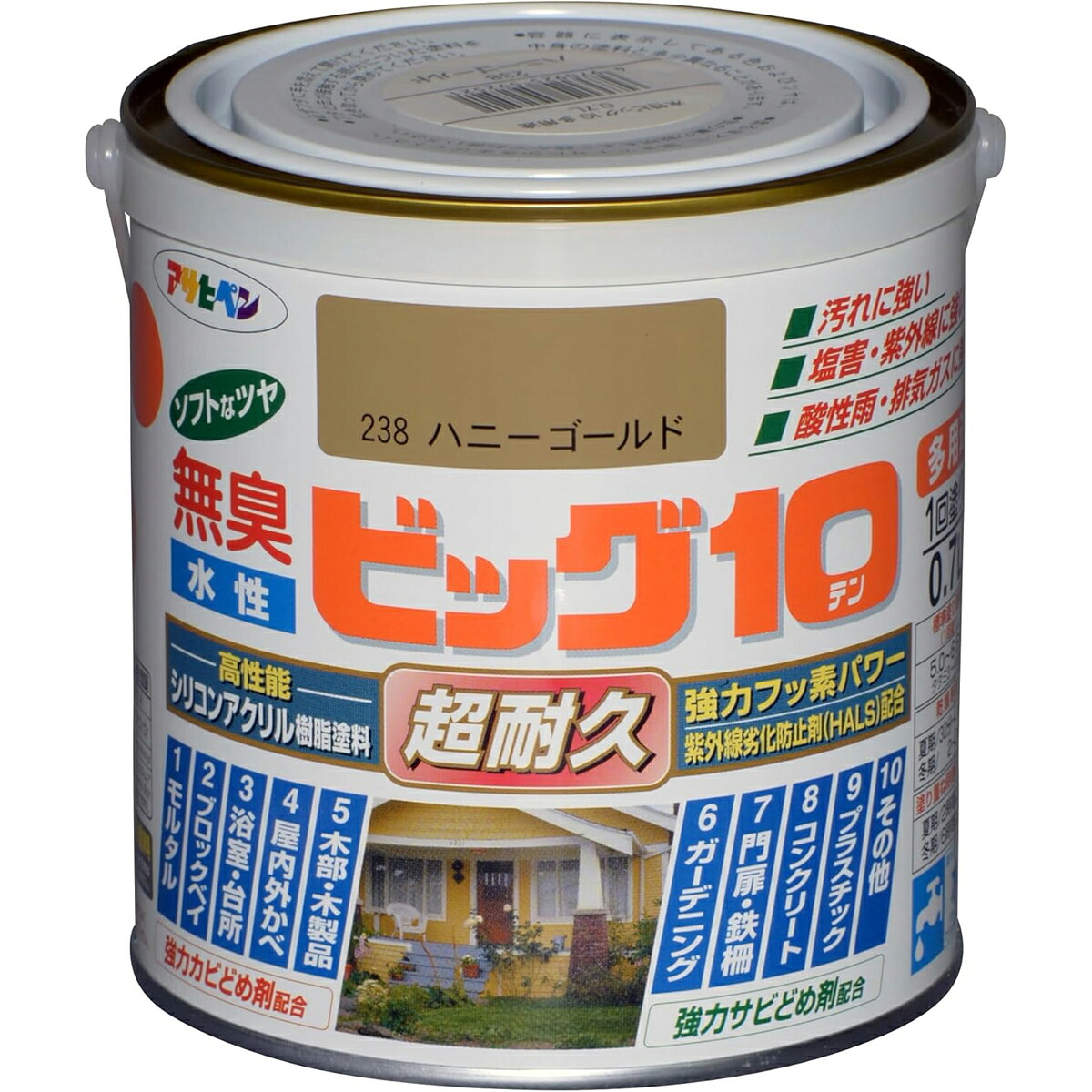 アサヒペン 水溶性ビッグ10多途0.7L 238ハニーゴールド×5個仕掛ける DIY 絵の具 取りつくろう リフォーム 身寄り用 室内 屋内 室外 労働者階級遣りかた 一般受け 定番 日曜日飛騨工 検査と修理 取りつくろう うつり変わり 張り替え 塗り替え