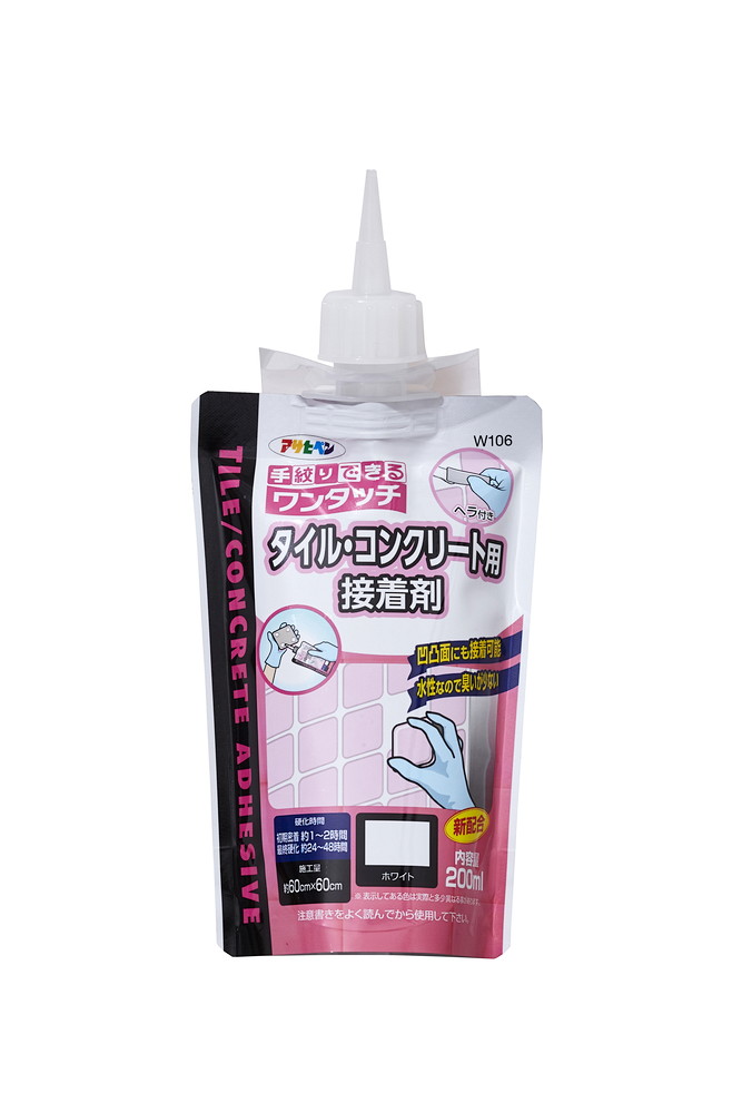 アサヒペン ワンタッチタイル・コンクリ用接着剤 200ml WH×10個 DIY 塗料 補修 リフォーム 家庭用 室内 屋内 屋外 プロ仕様 人気 定番 日曜大工 メンテナンス 改修 模様替え 張り替え 塗り替え