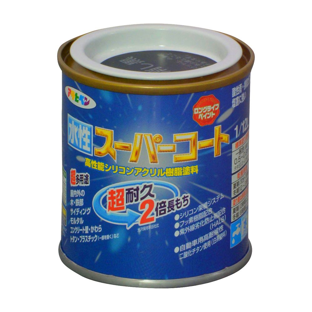アサヒペン 水性スーパーコート 1/12L ツヤ消し黒×24個セット DIY 塗料 補修 リフォーム 家庭用 室内 屋内 屋外 プロ仕様 人気 定番 日曜大工 メンテナンス 改修 模様替え 張り替え 塗り替え|ikkyu