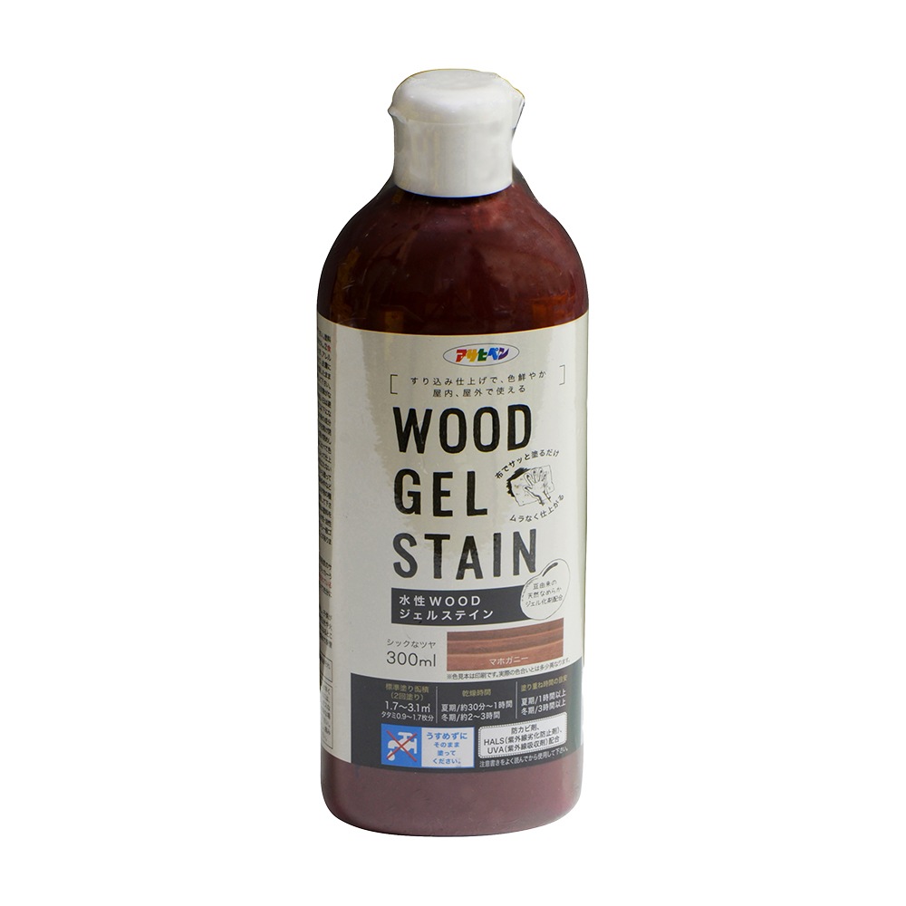 アサヒペン 水性WOODジェルステイン 300ml マホガニー&times;10個 DIY 塗料 補修 リフォーム 家庭用 室内 屋内 屋外 プロ仕様 人気 定番 日曜大工 メンテナンス 改修 模様替え 張り替え 塗り替え｜ikkyu