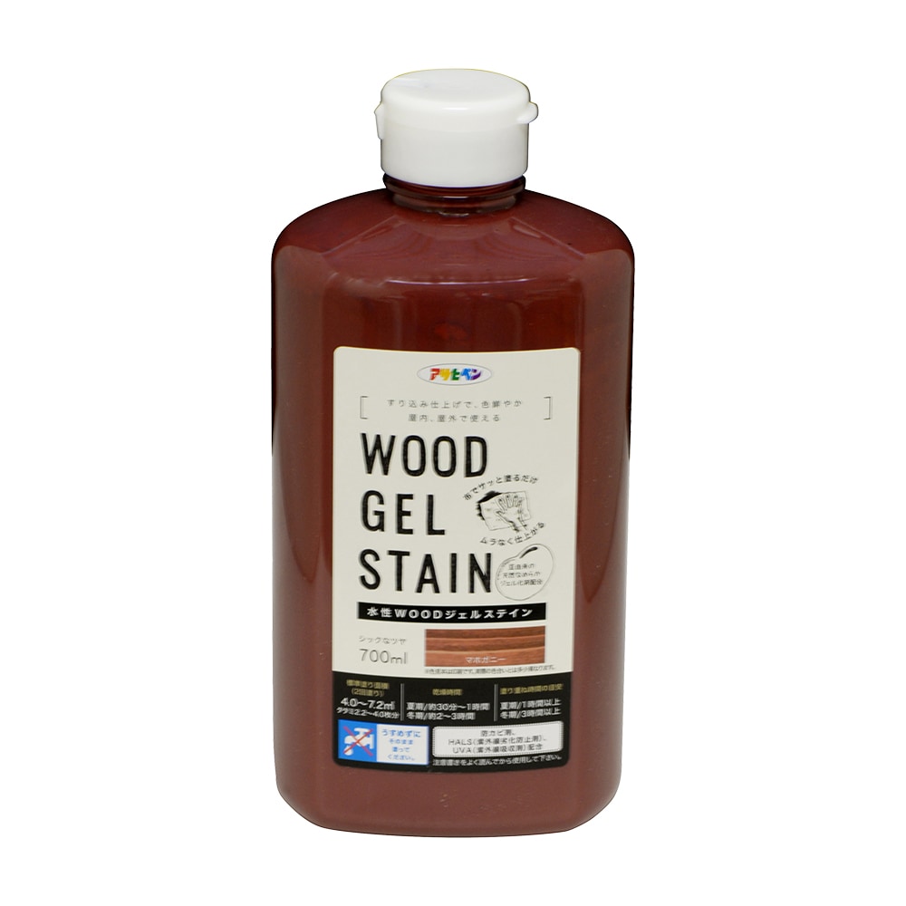 アサヒペン 水性WOODジェルステイン 700ml マホガニー×3個 DIY 塗料 補修 リフォーム 家庭用 室内 屋内 屋外 プロ仕様 人気 定番 日曜大工 メンテナンス 改修 模様替え 張り替え 塗り替え|ikkyu
