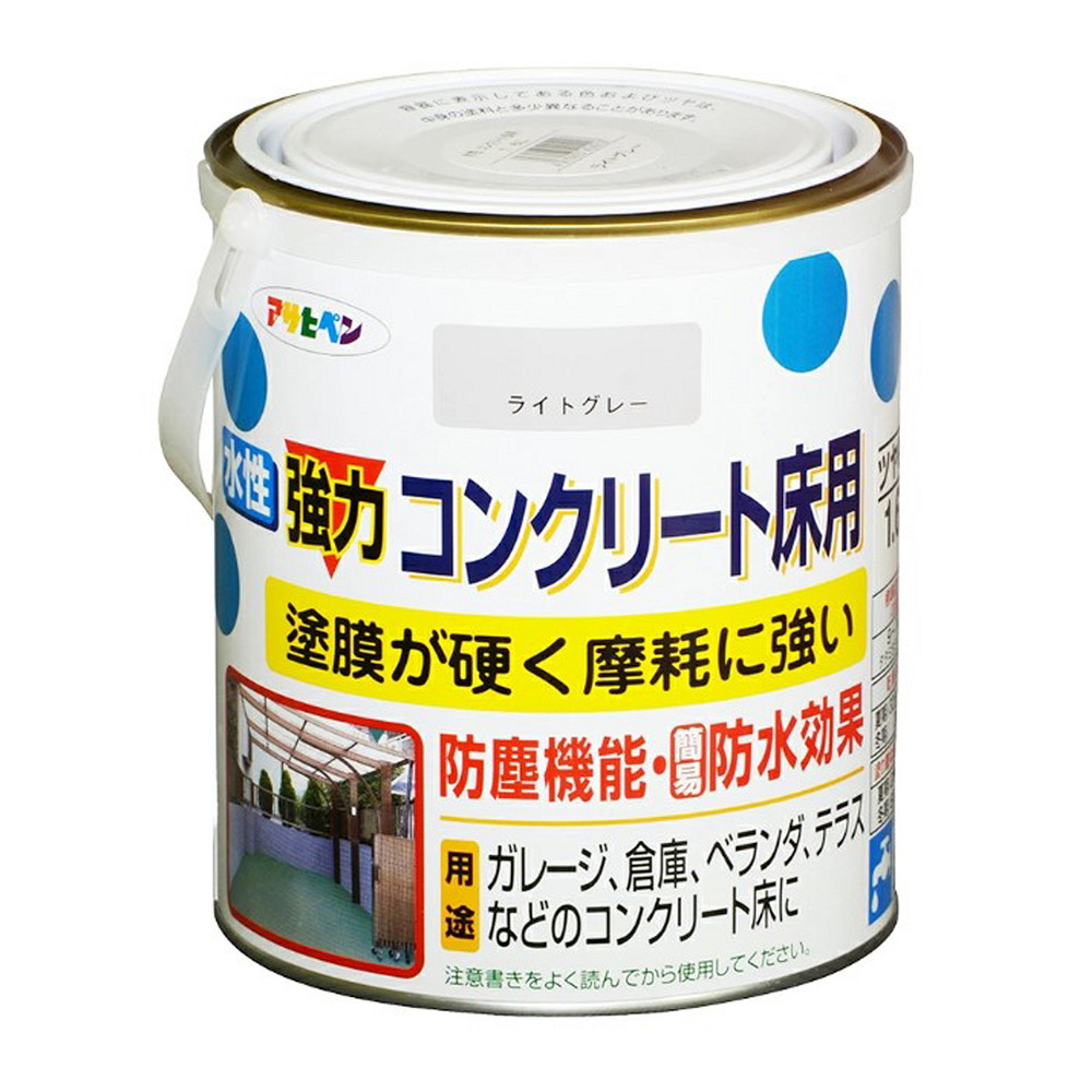 アサヒペン 水性コンクリート床用 1.6L ライトグレー&times;24個セット DIY 塗料 補修 リフォーム 家庭用 室内 屋内 屋外 プロ仕様 人気 定番 日曜大工 メンテナンス 改修 模様替え 張り替え 塗り替え｜ikkyu