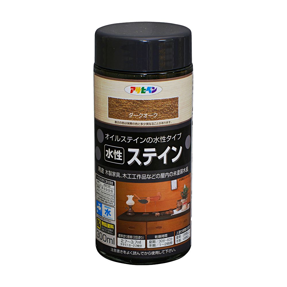 アサヒペン 水性ステイン 300ml ダークオーク&times;24個セット DIY 塗料 補修 リフォーム 家庭用 室内 屋内 屋外 プロ仕様 人気 定番 日曜大工 メンテナンス 改修 模様替え 張り替え 塗り替え｜ikkyu