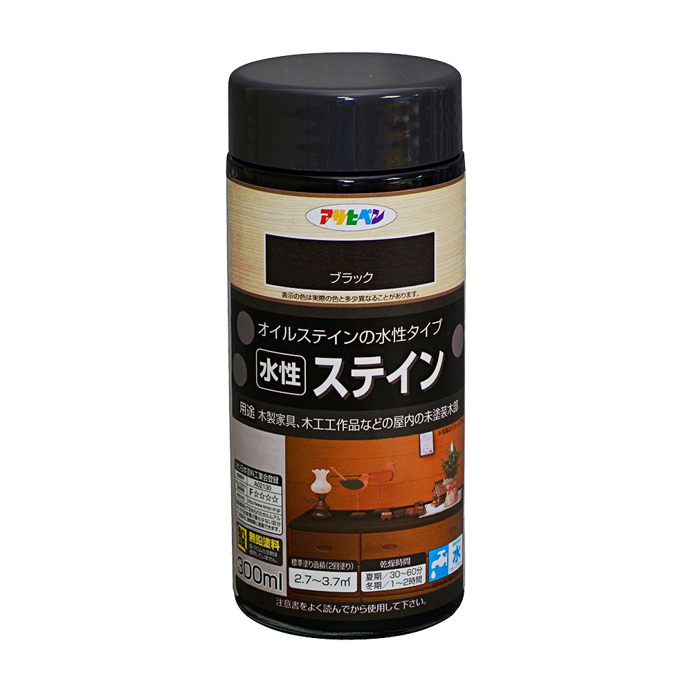 アサヒペン 水性ステイン 300ml ブラック&times;24個セット DIY 塗料 補修 リフォーム 家庭用 室内 屋内 屋外 プロ仕様 人気 定番 日曜大工 メンテナンス 改修 模様替え 張り替え 塗り替え｜ikkyu 19,880円