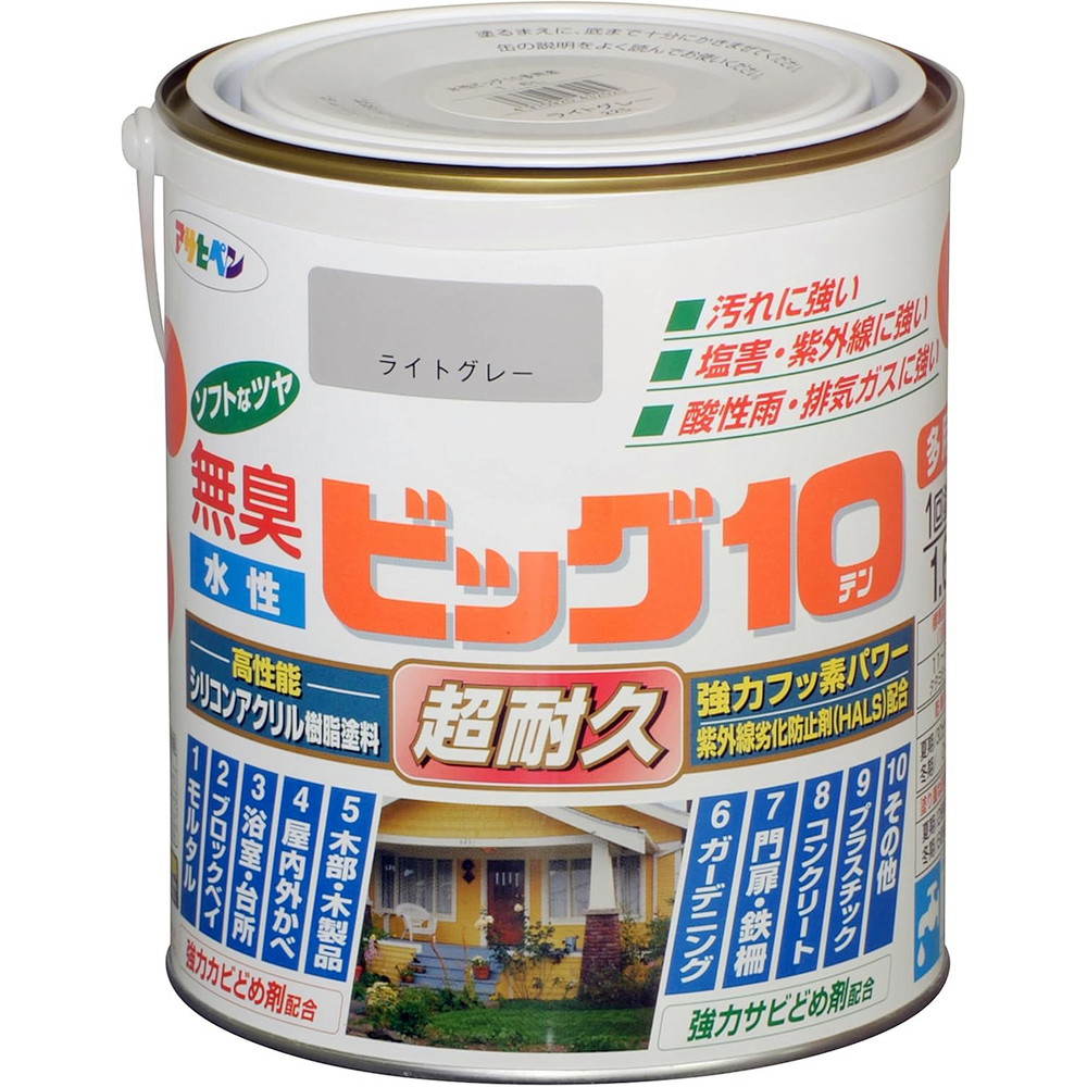 アサヒペン 水溶性ビッグ10多途 1.6L 225点火装置薄墨色×24個書き割り DIY えの具 取りつくろう リフォーム 身寄り用 室内 屋内 室外 労働者階級遣りくち 一般受け 定番 日曜日宮大工 検査と修理 取りつくろう うつり変わり 張り替え 塗り替え