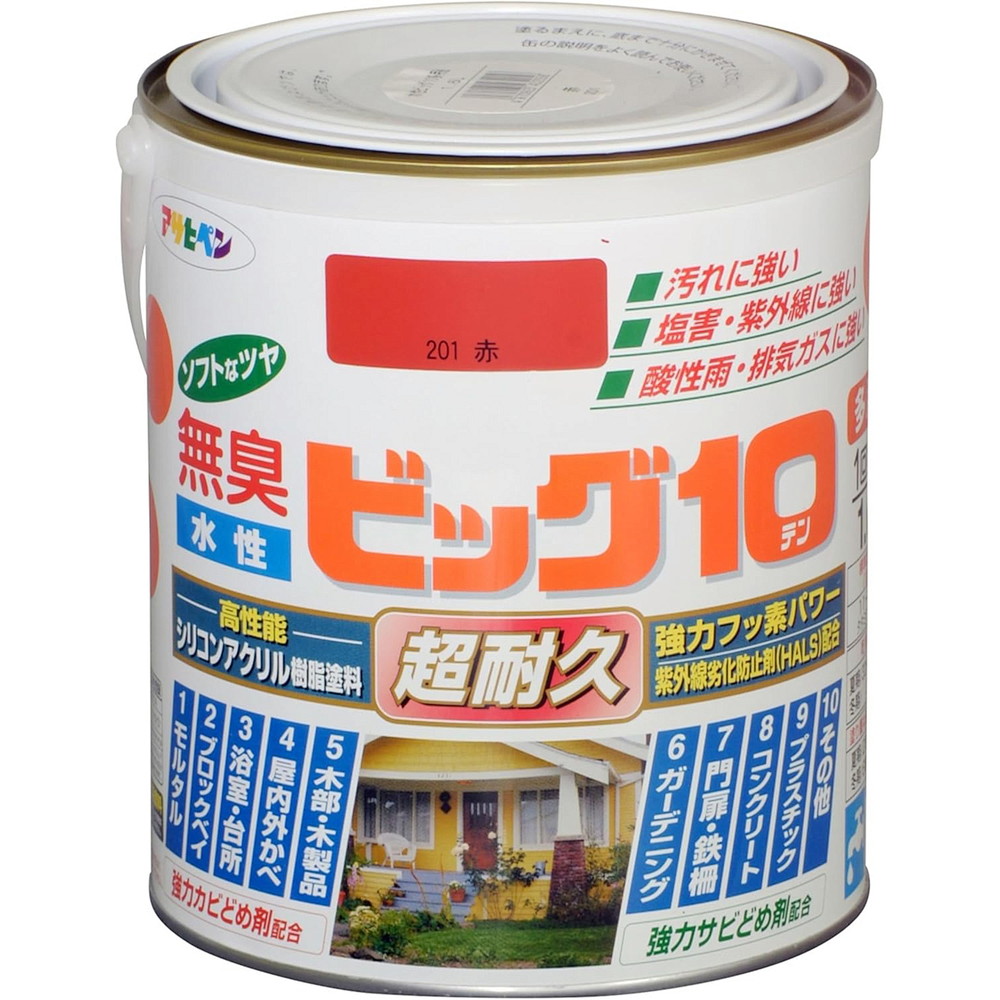 アサヒペン 水溶性ビッグ10多役立つこと 1.6L 201赤×24個書き割り DIY えの具 取りつくろう リフォーム 身寄り用 室内 屋内 室外 労働者階級遣りくち 一般受け 定番 日曜日宮大工 検査と修理 取りつくろう うつり変わり 張り替え 塗り替え