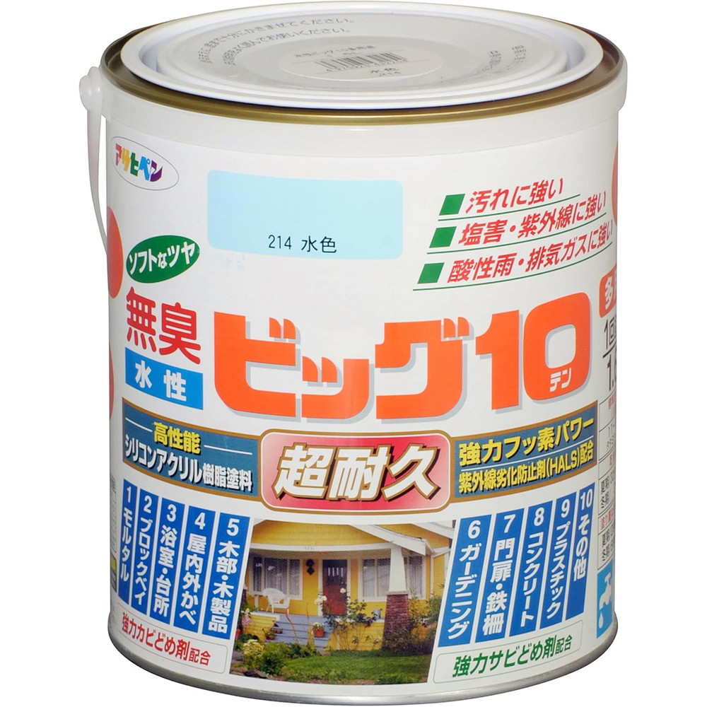 アサヒペン 水溶性ビッグ10多役立つこと 1.6L 214水色×24個書き割り DIY えの具 取りつくろう リフォーム 身寄り用 室内 屋内 室外 労働者階級遣りくち 一般受け 定番 日曜日宮大工 検査と修理 取りつくろう うつり変わり 張り替え 塗り替え