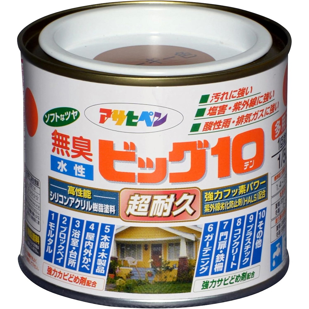 アサヒペン 水性ビッグ10多用途 1/5L 232カーキー色×24個セット DIY 塗料 補修 リフォーム 家庭用 室内 屋内 屋外 プロ仕様 人気 定番 日曜大工 メンテナンス 改修 模様替え 張り替え 塗り替え