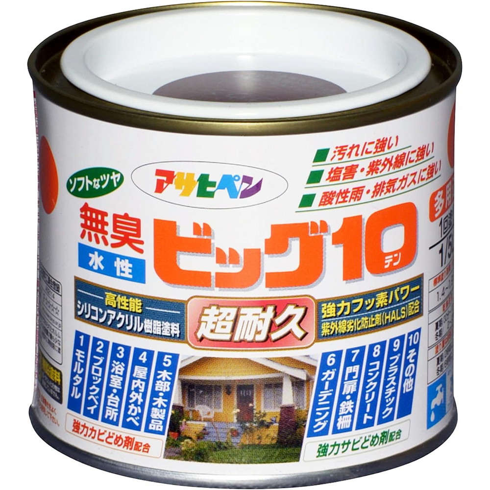 アサヒペン 水性ビッグ10多用途 1/5L 242ブラウン×24個セット DIY 塗料 補修 リフォーム 家庭用 室内 屋内 屋外 プロ仕様 人気 定番 日曜大工 メンテナンス 改修 模様替え 張り替え 塗り替え