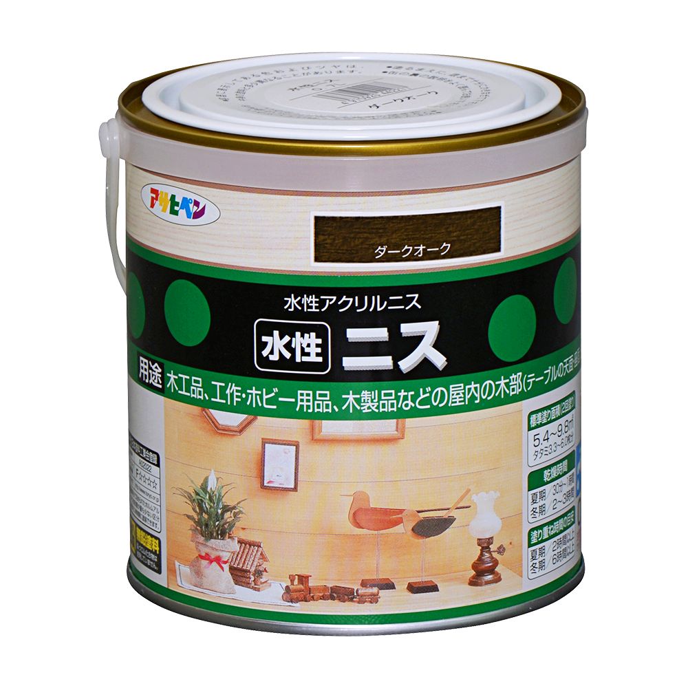 アサヒペン 水性ニス 0.7L ダークオーク&times;10個セット DIY 塗料 補修 リフォーム 家庭用 室内 屋内 屋外 プロ仕様 人気 定番 日曜大工 メンテナンス 改修 模様替え 張り替え 塗り替え｜ikkyu