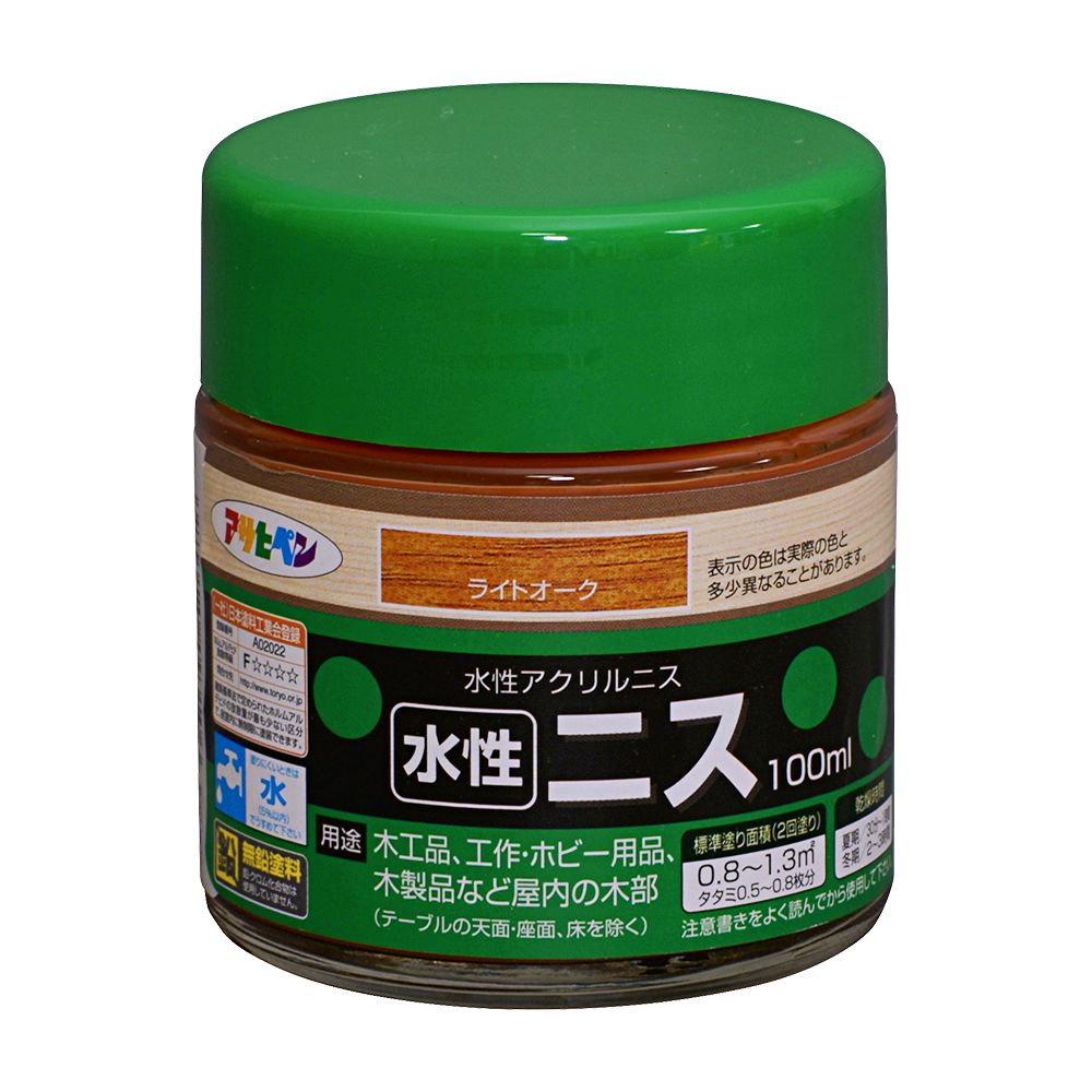 アサヒペン 水性ニス 100ml ライトオーク×24個セット DIY 塗料 補修 リフォーム 家庭用 室内 屋内 屋外 プロ仕様 人気 定番 日曜大工 メンテナンス 改修 模様替え 張り替え 塗り替え|ikkyu