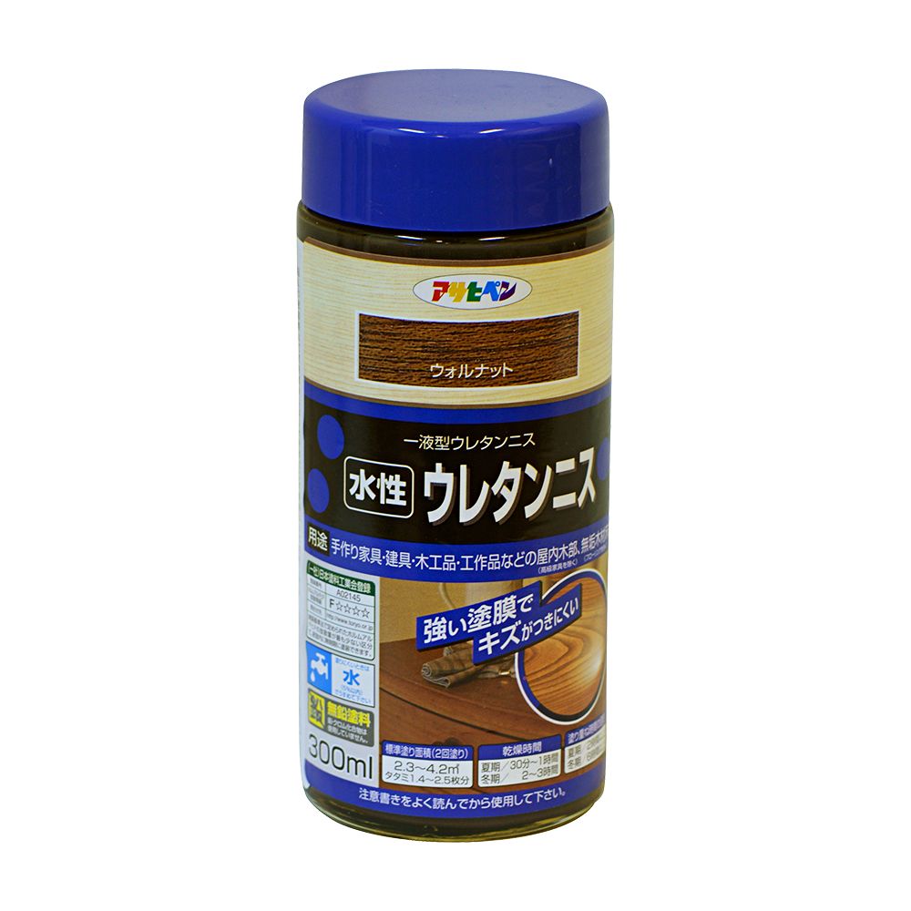 アサヒペン 水性ウレタンニス 300ml ウォルナット&times;24個セット DIY 塗料 補修 リフォーム 家庭用 室内 屋内 屋外 プロ仕様 人気 定番 日曜大工 メンテナンス 改修 模様替え 張り替え 塗り替え｜ikkyu