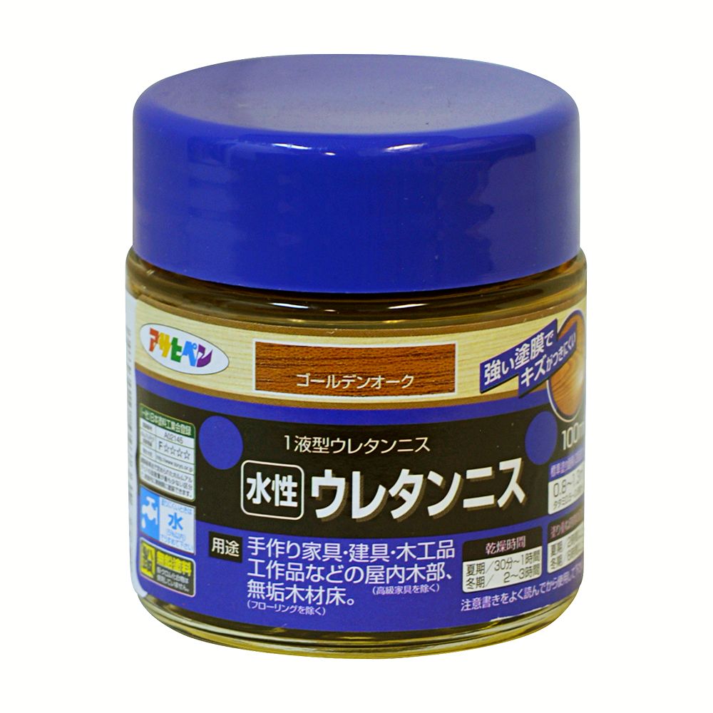 アサヒペン 水性ウレタンニス 100ml ゴールデンオーク×24個セット DIY 塗料 補修 リフォーム 家庭用 室内 屋内 屋外 プロ仕様 人気 定番 日曜大工 メンテナンス 改修 模様替え 張り替え 塗り替え|ikkyu