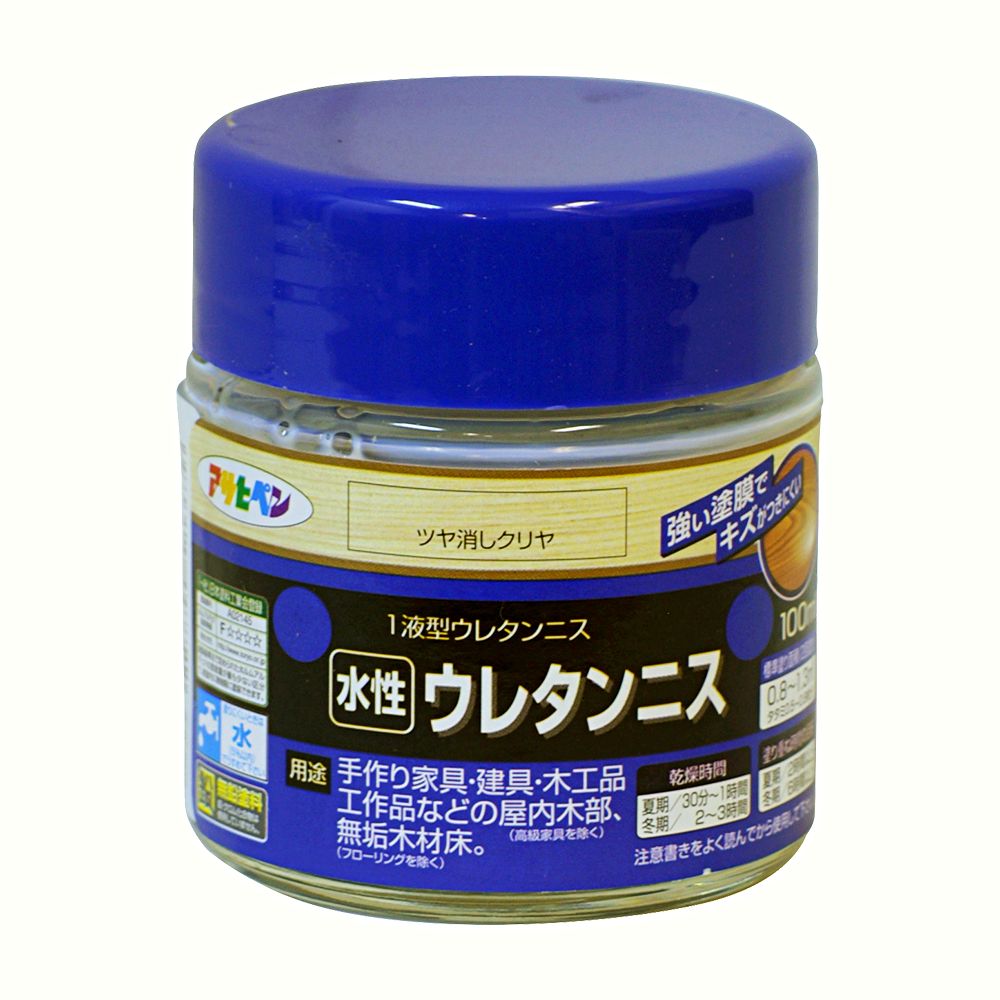アサヒペン 水性ウレタンニス 100ml ツヤ消しクリヤ×24個セット DIY 塗料 補修 リフォーム 家庭用 室内 屋内 屋外 プロ仕様 人気 定番 日曜大工 メンテナンス 改修 模様替え 張り替え 塗り替え|ikkyu