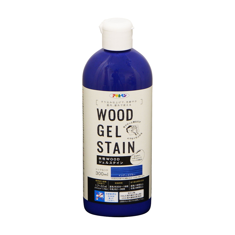 アサヒペン 水性WOODジェルステイン300ml インディゴブルー×10個セット DIY 塗料 補修 リフォーム 家庭用 室内 屋内 屋外 プロ仕様 人気 定番 日曜大工 メンテナンス 改修 模様替え 張り替え 塗り替え|ikkyu