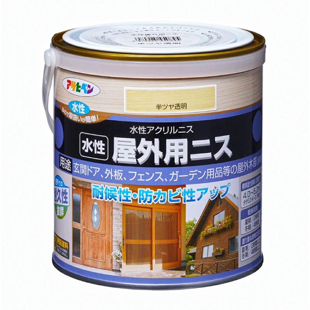 アサヒペン 水性屋外用ニス 0.7L 半ツヤ透明×10個セット DIY 塗料 補修 リフォーム 家庭用 室内 屋内 屋外 プロ仕様 人気 定番 日曜大工 メンテナンス 改修 模様替え 張り替え 塗り替え|ikkyu