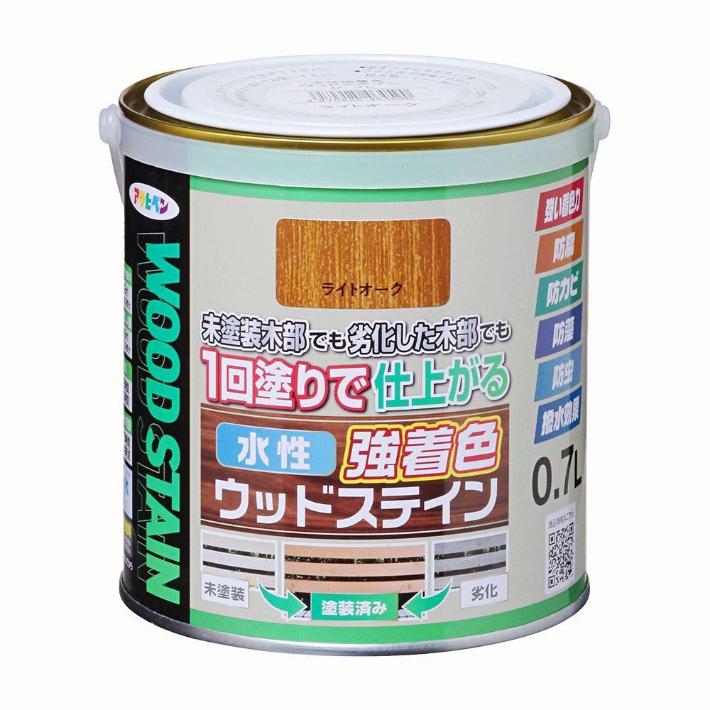 アサヒペン 水性強着色ウッドステイン 0.7L ライトオーク&times;10個セット DIY 塗料 補修 リフォーム 家庭用 室内 屋内 屋外 プロ仕様 人気 定番 日曜大工 メンテナンス 改修 模様替え 張り替え 塗り替え｜ikkyu