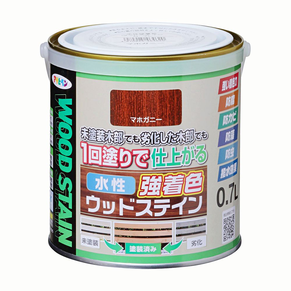 アサヒペン 水性強着色ウッドステイン 0.7L マホガニー×10個セット DIY 塗料 補修 リフォーム 家庭用 室内 屋内 屋外 プロ仕様 人気 定番 日曜大工 メンテナンス 改修 模様替え 張り替え 塗り替え|ikkyu