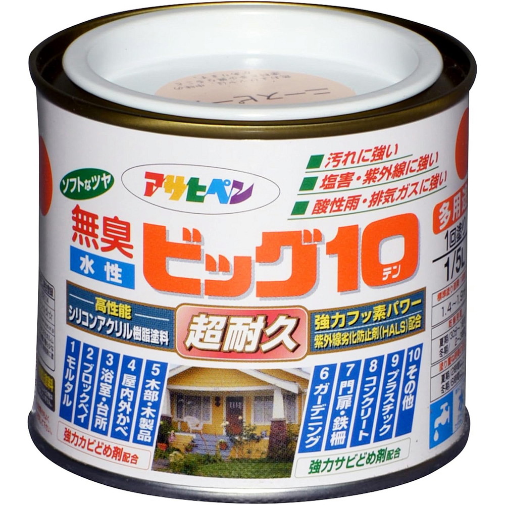 アサヒペン 水溶性ビッグ10多途 1/5L 206ニースピーチ×10個書き割り DIY えの具 取りつくろう リフォーム 身寄り用 室内 屋内 露天 労働者階級操作手順 一般受け 定番 日曜日飛騨工 検査と修理 取りつくろう うつり変わり 張り替え 塗り替え