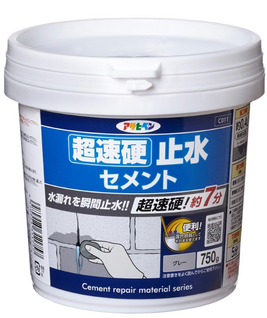 アサヒペン 超速硬止水セメント グレー 750g×24個セット DIY 塗料 補修 リフォーム 家庭用 室内 屋内 屋外 プロ仕様 人気 定番 日曜大工 メンテナンス 改修 模様替え 張り替え 塗り替え|ikkyu