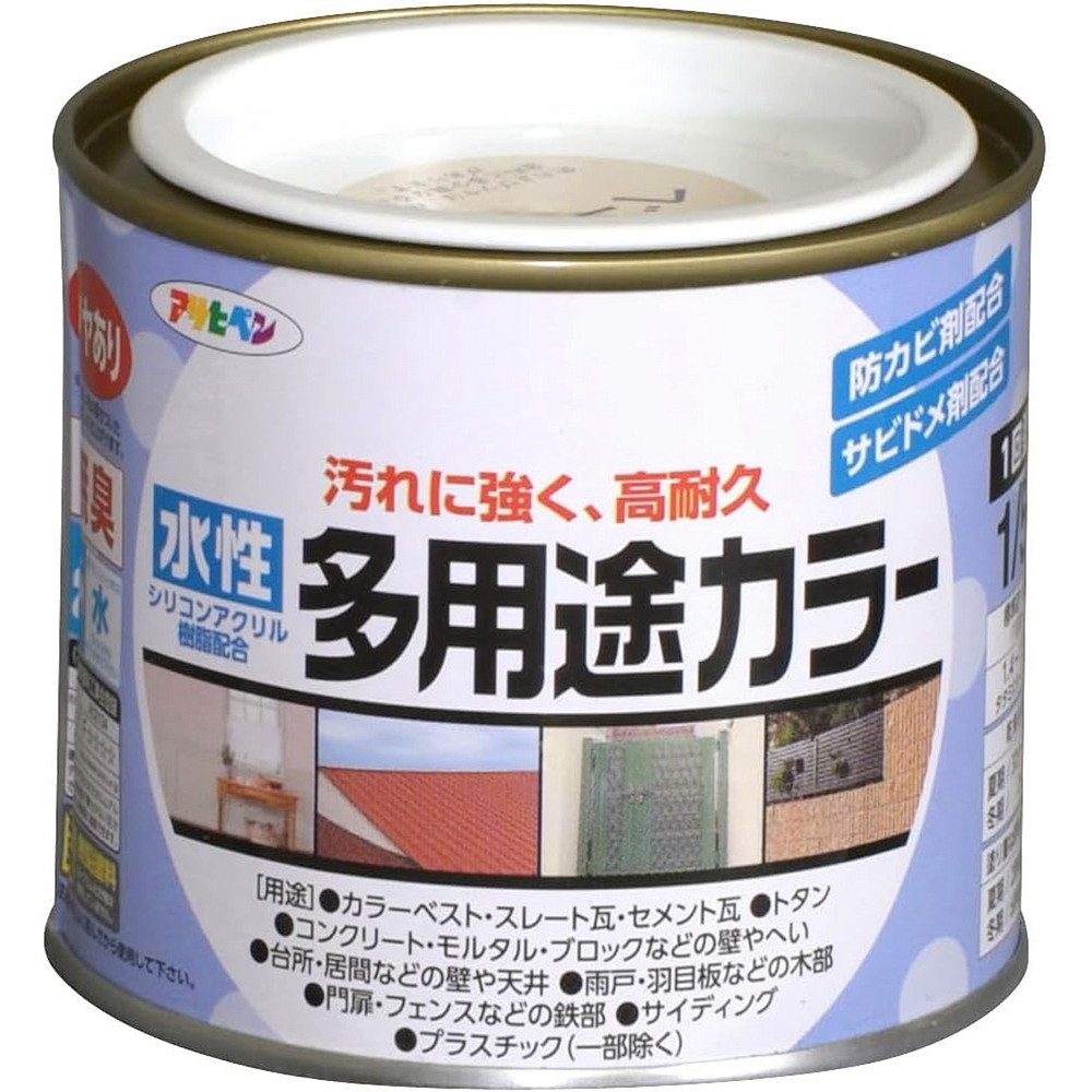 アサヒペン 水性多用途カラー 1/5L ベージュ×24個セット DIY 塗料 補修 リフォーム 家庭用 室内 屋内 屋外 プロ仕様 人気 定番 日曜大工 メンテナンス 改修 模様替え 張り替え 塗り替え|ikkyu