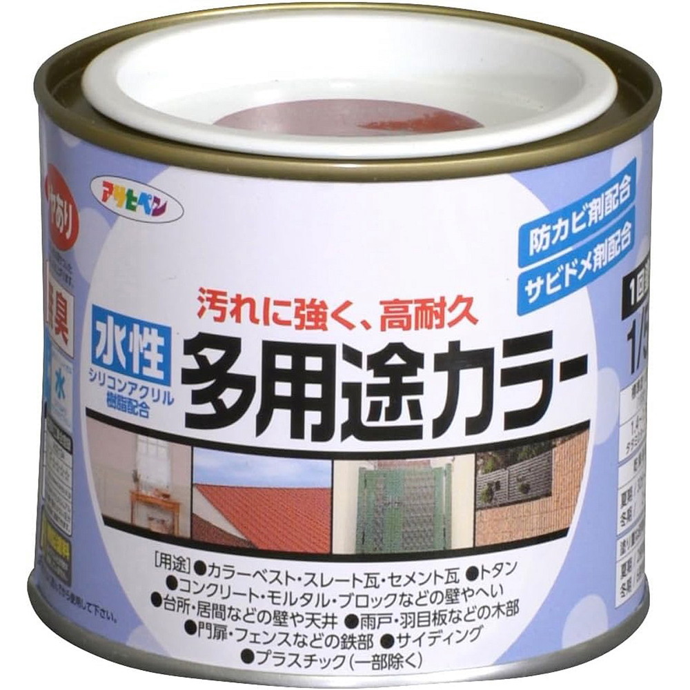 アサヒペン 水性多用途カラー 1/5L 赤さび×10個セット DIY 塗料 補修 リフォーム 家庭用 室内 屋内 屋外 プロ仕様 人気 定番 日曜大工 メンテナンス 改修 模様替え 張り替え 塗り替え